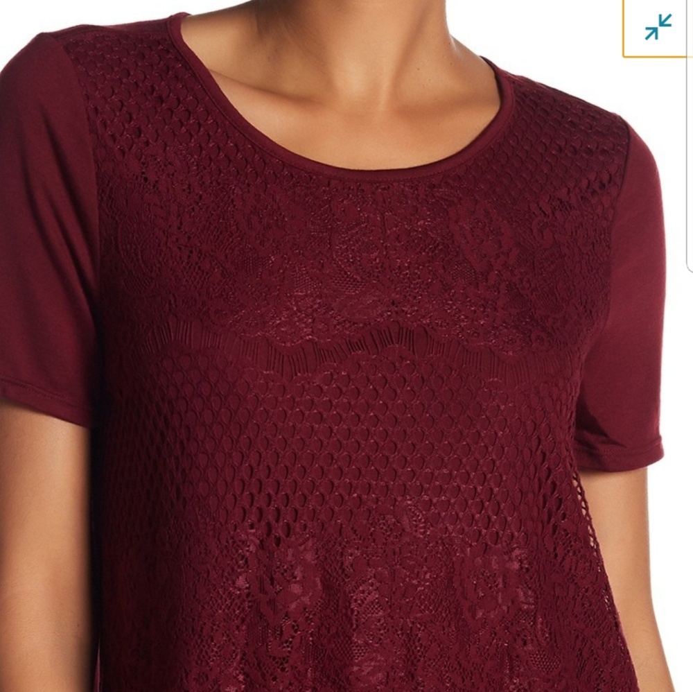 Joe Fresh burgundy lace front t-shirt